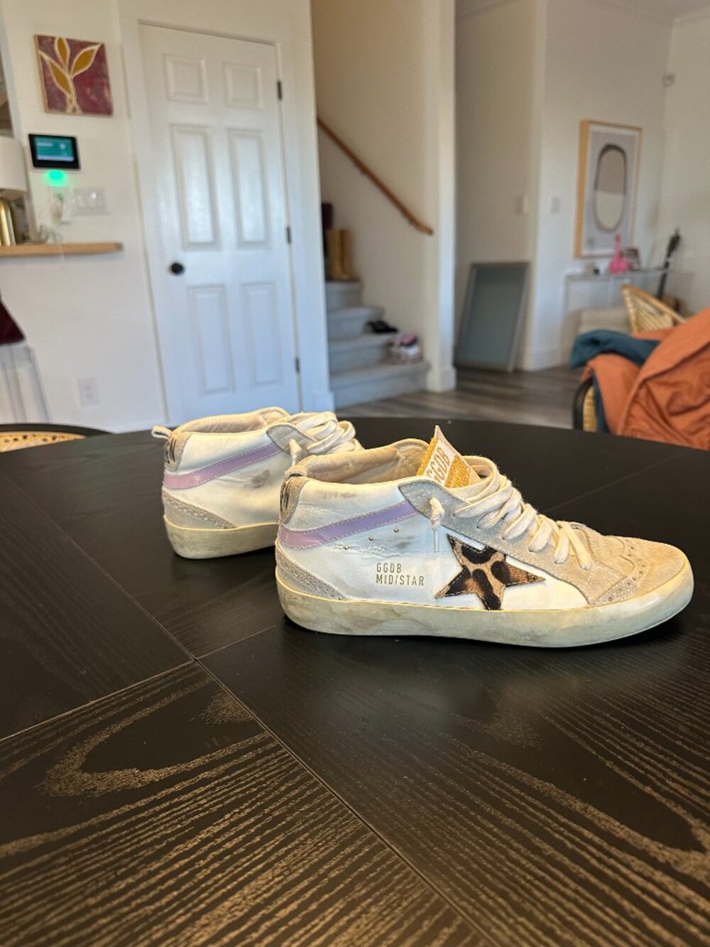 Golden Goose Mid Star sneakers in classic white leather with leopard-print star - Picture 3 of 5